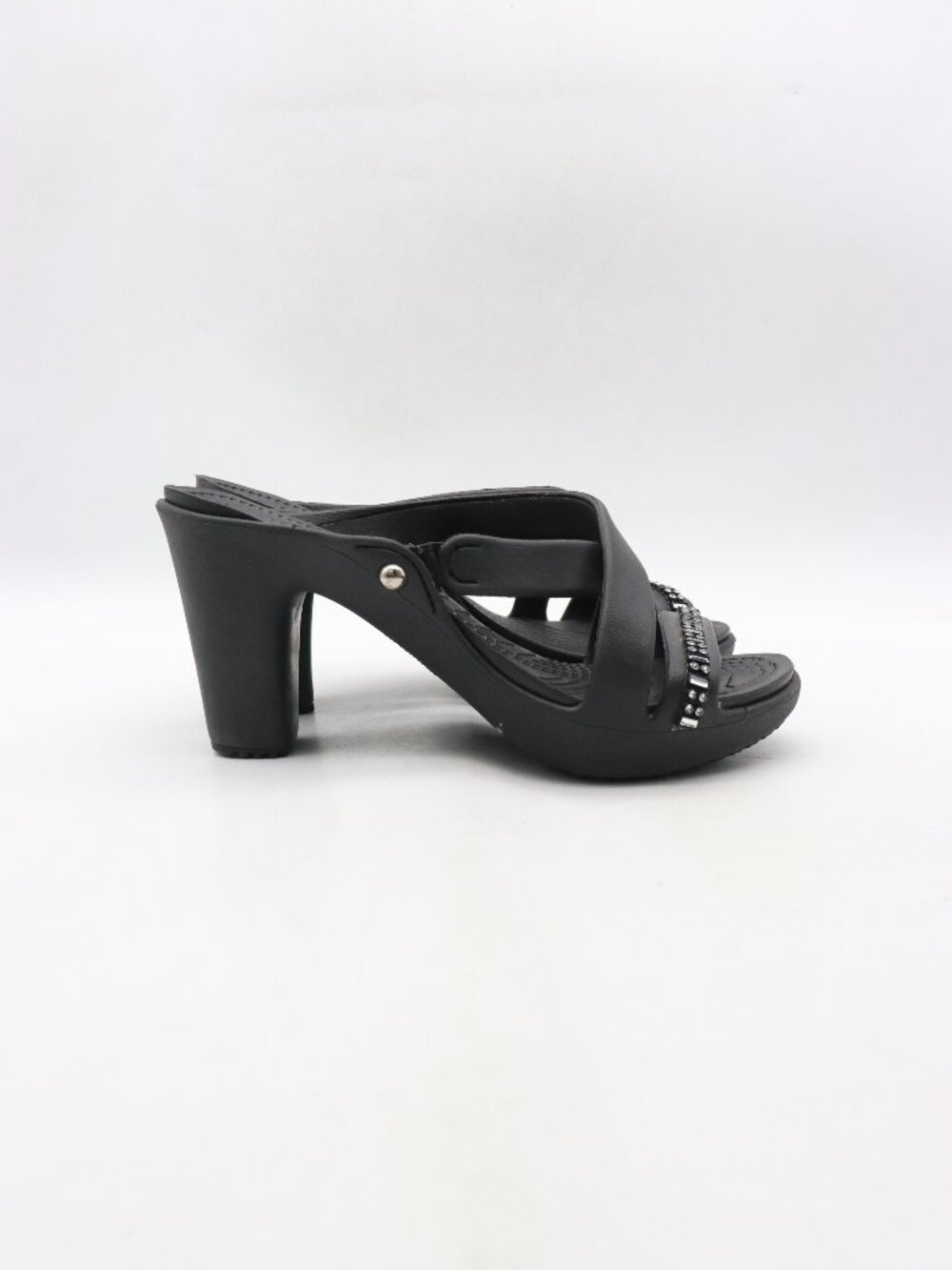 Crocs Cyprus IV  Women's Size 8Black Rhinestone Heels Sandals